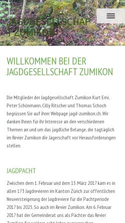Vorschau der mobilen Webseite www.jagd-zumikon.ch, Jagdgesellschaft Zumikon