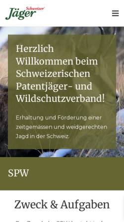 Vorschau der mobilen Webseite www.spw.ch, Schweizerischer Patentjäger- und Wildschutzverband