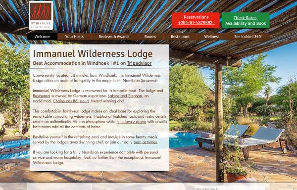 Vorschau von www.immanuel-lodge.de, Immanuel Wilderness Lodge