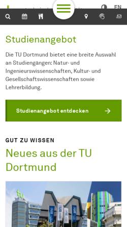Vorschau der mobilen Webseite www.tu-dortmund.de, Technische Universität Dortmund