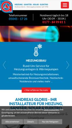 Vorschau der mobilen Webseite www.gloris-hsse.de, Andreas Gloris