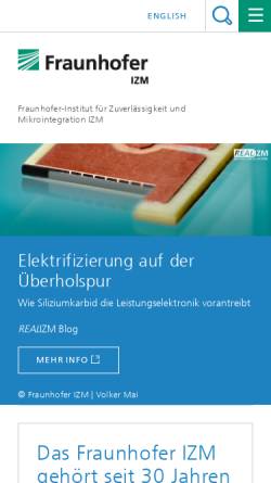 Vorschau der mobilen Webseite www.izm.fraunhofer.de, Fraunhofer Institut für Zuverlässigkeit und Mikrointegration (IZM)
