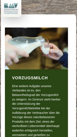 Vorschau der mobilen Webseite milch-und-mehr.de, Bundesverband der Vorzugsmilcherzeuger und Direktvermarkter von Milch und Milchprodukten