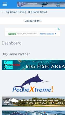 Vorschau der mobilen Webseite www.big-game-board.net, Big Game Fishing Board