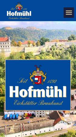 Vorschau der mobilen Webseite hofmuehl.de, Privatbrauerei Hofmühl GmbH
