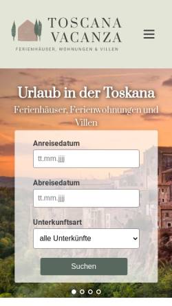 Vorschau der mobilen Webseite www.toscana-vacanza.de, Toscana-Vacanza