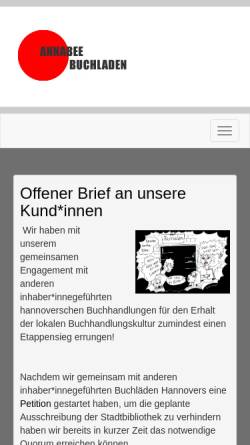 Vorschau der mobilen Webseite www.annabee.de, Annabee Buchladen GmbH