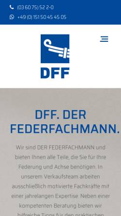 Vorschau der mobilen Webseite www.dff-autofedern.de, DFF Federn & Fahrzeugteile GmbH