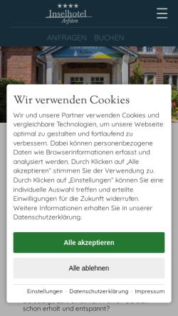 Vorschau der mobilen Webseite www.arfsten.de, Pension Arfsten