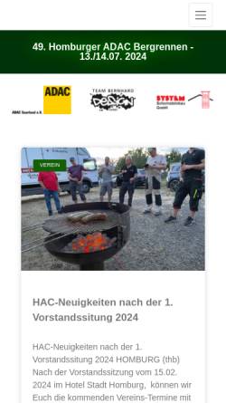 Vorschau der mobilen Webseite www.homburger-bergrennen.de, Homburger ADAC Bergrennen