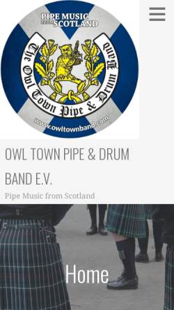 Vorschau der mobilen Webseite owltownband.com, The Owl Town Pipe & Drum Band Peine e. V.