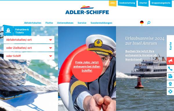 Vorschau von www.adler-schiffe.de, Adler-Schiffe GmbH & Co. KG