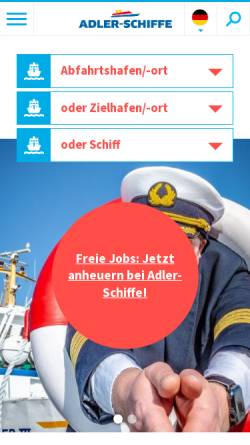 Vorschau der mobilen Webseite www.adler-schiffe.de, Adler-Schiffe GmbH & Co. KG