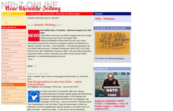 Vorschau von www.nrhz.de, Neue Rheinische Zeitung (NRhZ-Online)