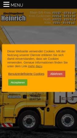 Vorschau der mobilen Webseite abschleppdienst-heinrich.de, Abschleppdienst Heinrich GmbH & Co. KG