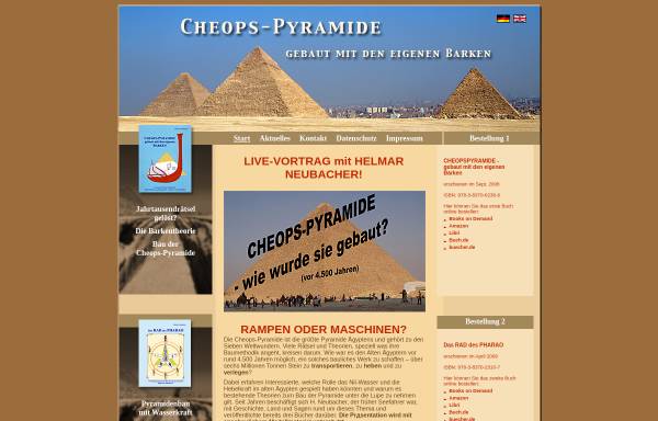 Vorschau von pyramidenbau-aegypten.de, Cheopspyramide - Gebaut mit den eigenen Barken?