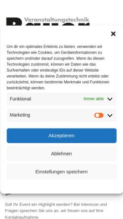 Vorschau der mobilen Webseite bauer-veranstaltungstechnik.de, Bauer Veranstaltungstechnik, Inh. Patric Bauer