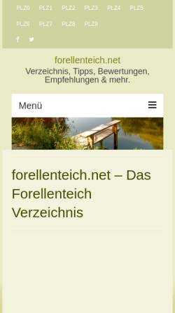 Vorschau der mobilen Webseite forellenteich.net, Angelteiche in Deutschland