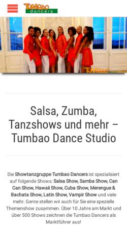 Vorschau der mobilen Webseite www.tumbao.at, Tumbao Dancers