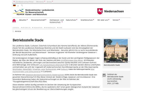 Vorschau von www.nlwkn.niedersachsen.de, Niedersächsische Landesbetrieb für Wasserwirtschaft und Küsten- und Naturschutz (NLWKN)