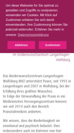 Vorschau der mobilen Webseite www.kinderwunsch-langenhagen.de, Kinderwunschzentrum Langenhagen Dres. Müseler-Albers, Arendt, Bühler und Schill