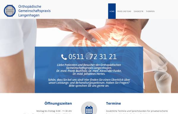 Vorschau von www.orthopaedie-langenhagen.de, Orthopädische Gemeinschaftspraxis Dres. Buchholz, Hertes, Sagebiel
