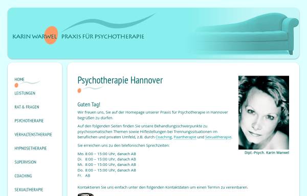 Vorschau von warwel.de, Praxis für Psychotherapie Dipl.-Psych. Karin Warwel