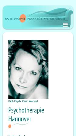 Vorschau der mobilen Webseite warwel.de, Praxis für Psychotherapie Dipl.-Psych. Karin Warwel