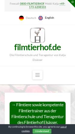 Vorschau der mobilen Webseite www.filmtierhof.de, Filmtierhof Elsässer