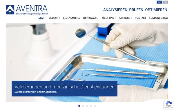 Vorschau von www.aventra.org, Aventra Pro-Test Gesellschaft für biologische Diagnostik mbH