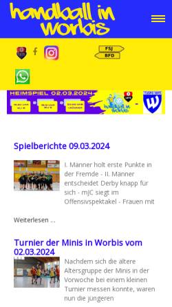 Vorschau der mobilen Webseite handball.sv-einheit-1875-worbis.de, Handball in Worbis