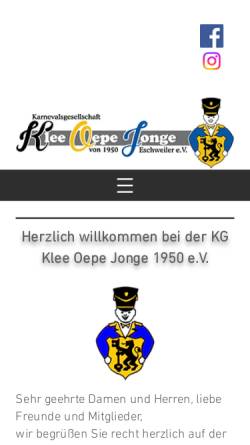 Vorschau der mobilen Webseite klee-oepe-jonge.de, Eschweiler Karnevalsgesellschaft 