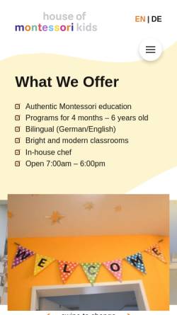 Vorschau der mobilen Webseite www.houseofkids.ch, Montessori Adliswil