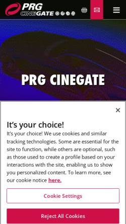 Vorschau der mobilen Webseite cinegate.prg.com, Cinegate GmbH