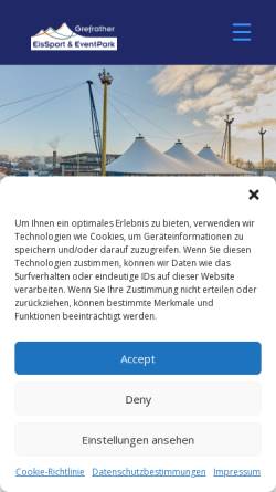 Vorschau der mobilen Webseite www.eisstadion.de, Eissportzentrum Grefrath