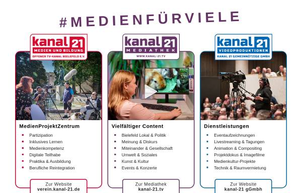 Vorschau von www.kanal-21.de, Offener TV-Kanal Bielefeld e.V.