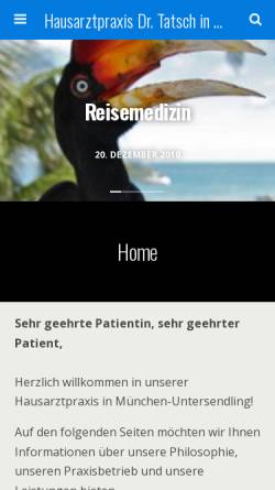 Vorschau der mobilen Webseite www.hausarzt-sendling.de, Hüting, Dr. med. Dieter und Tatsch, Dr. med. Birgit