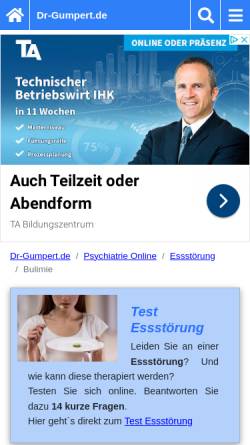Vorschau der mobilen Webseite www.dr-gumpert.de, Dr. Gumpert: Bulimie