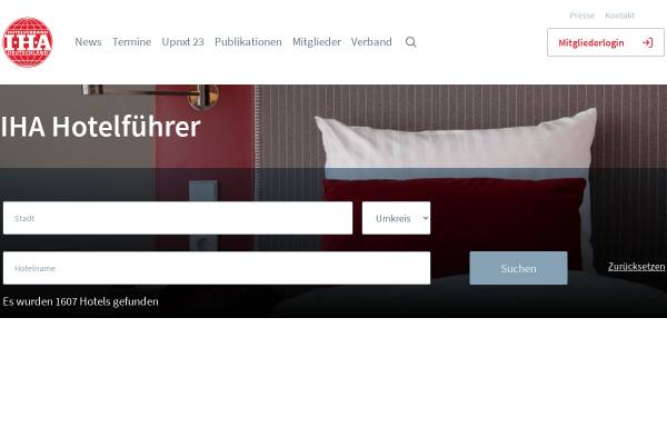 Vorschau von www.hotellerie.de, Hotelführer des IHA-Hotelverbands Deutschland
