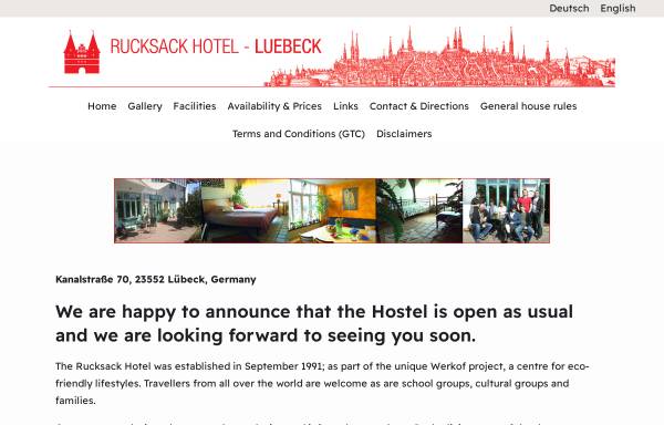 Vorschau von www.rucksackhotel-luebeck.com, Rucksackhotel Lübeck