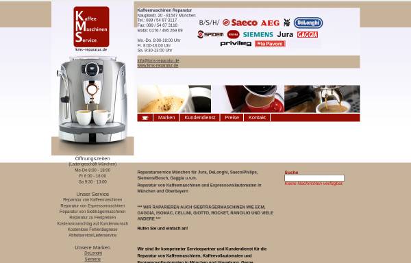 Vorschau von www.kms-reparatur.de, KMS Kaffeemaschinenreparatur München