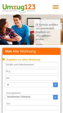 Vorschau der mobilen Webseite www.umzug123.de, Umzug123