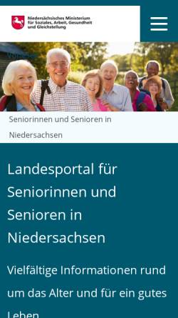 Vorschau der mobilen Webseite www.senioren-in-niedersachsen.de, Senioren in Niedersachsen