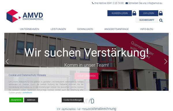 Vorschau von www.amvd-heizkostenabrechnung.de, AMVD Heizkostenabrechnung e.K.