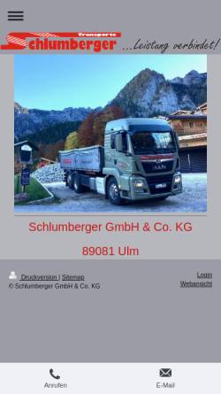 Vorschau der mobilen Webseite www.schlumberger-ulm.de, Matthäus Schlumberger Nah-und Ferntransporte