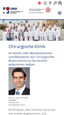 Vorschau der mobilen Webseite www.umm.de, Universitäts HNO - Klinik Mannheim