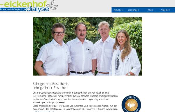Vorschau von www.eickenhof-dialyse.de, Eickenhof-Dialyse Lonnemann, Prof. Dr. med. Gerhard; Beigel, Dr. med. Andrea; Wrenger, Dr. med. Eike