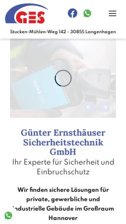 Vorschau der mobilen Webseite www.ernsthaeuser.de, Günter Ernsthäuser Sicherheitstechnik GmbH