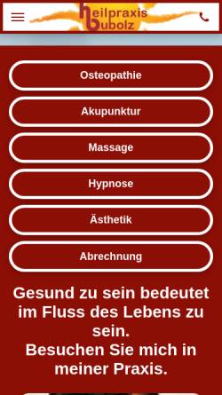 Vorschau der mobilen Webseite www.heilpraxis-bubolz.de, Bubolz, Bärbel