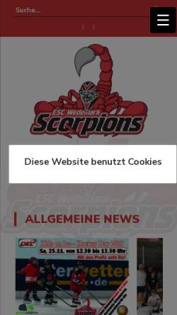 Vorschau der mobilen Webseite www.wedemark-scorpions.de, ESC Wedemark Scorpions